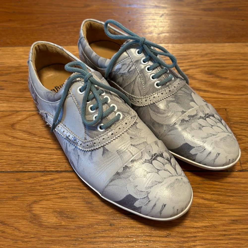 John Fluevog Men’s grey floral shoes